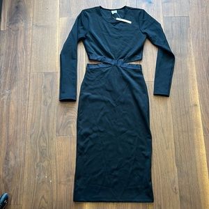 NWT! ASOS black bodycon, faux two piece dress, size 4